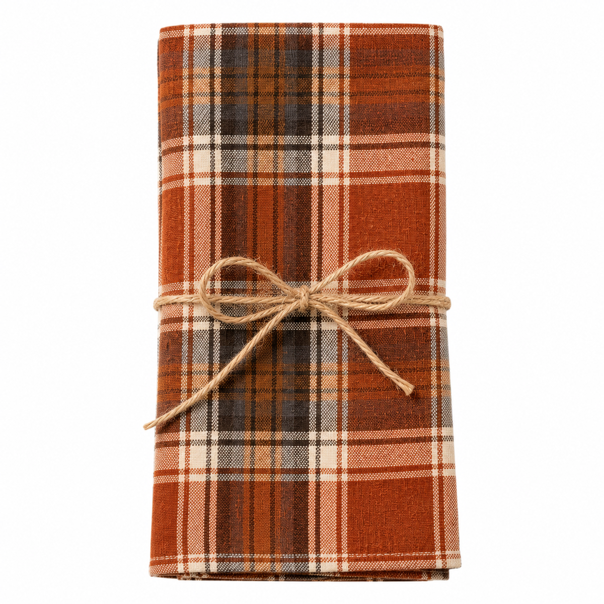 Rust Orange-Brown Plaid 20" Dinner Napkin