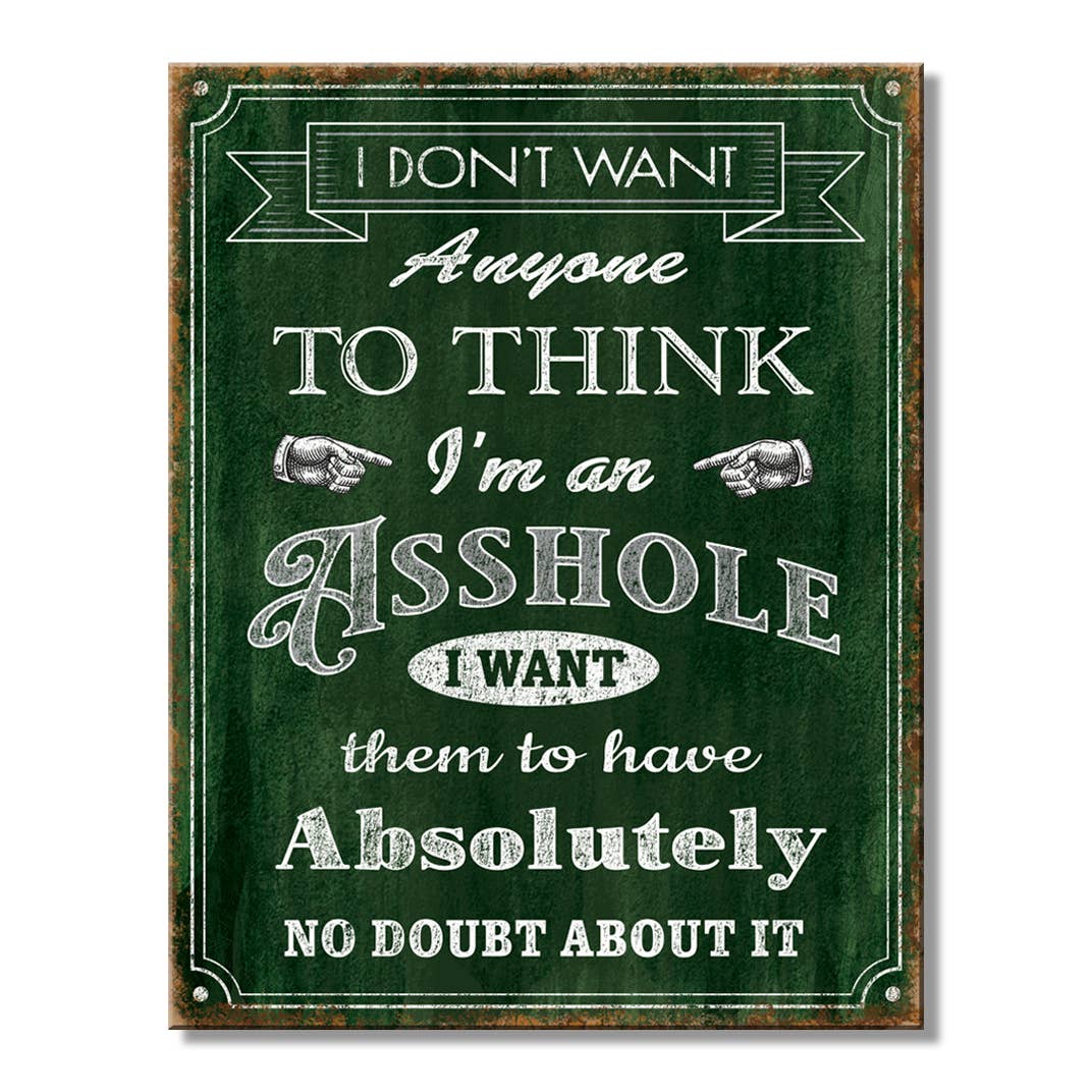 “No Doubt About It” Funny A-Hole Tin Sign