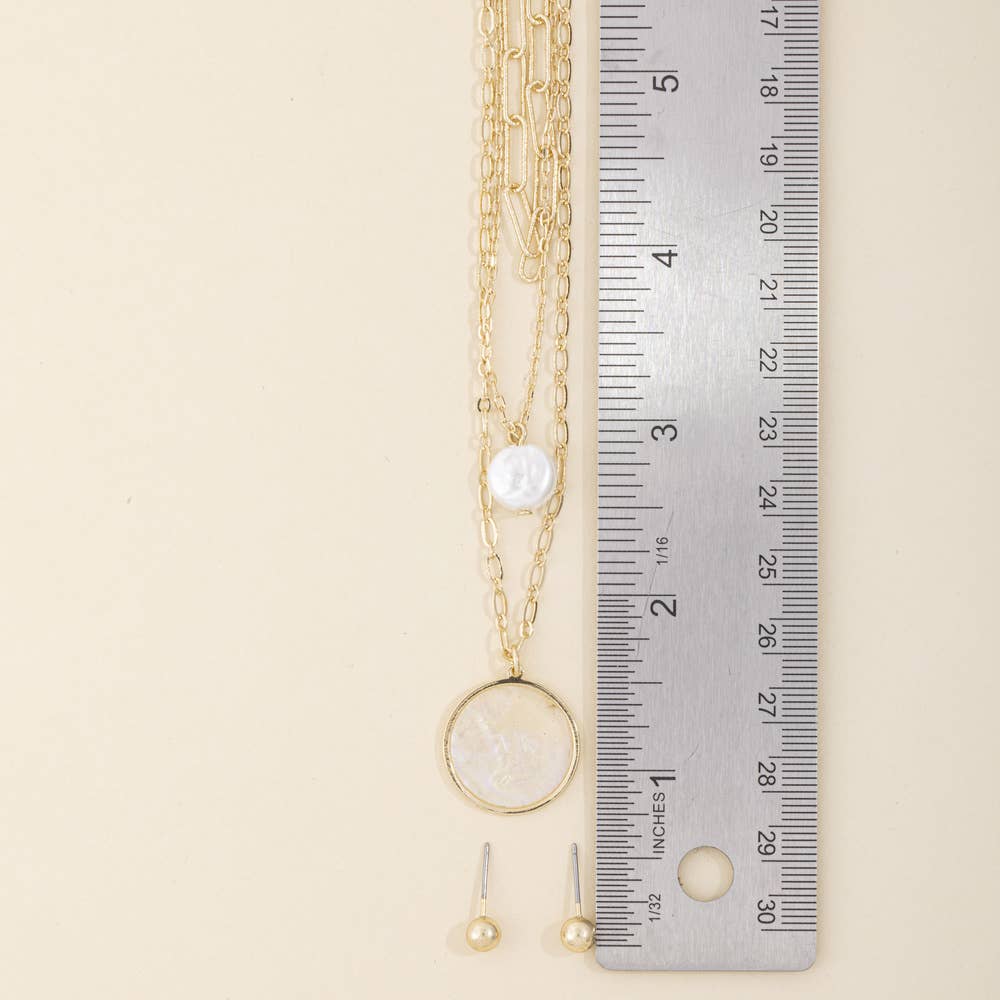 Layered Pearl & Mother-of-Pearl Necklace Set