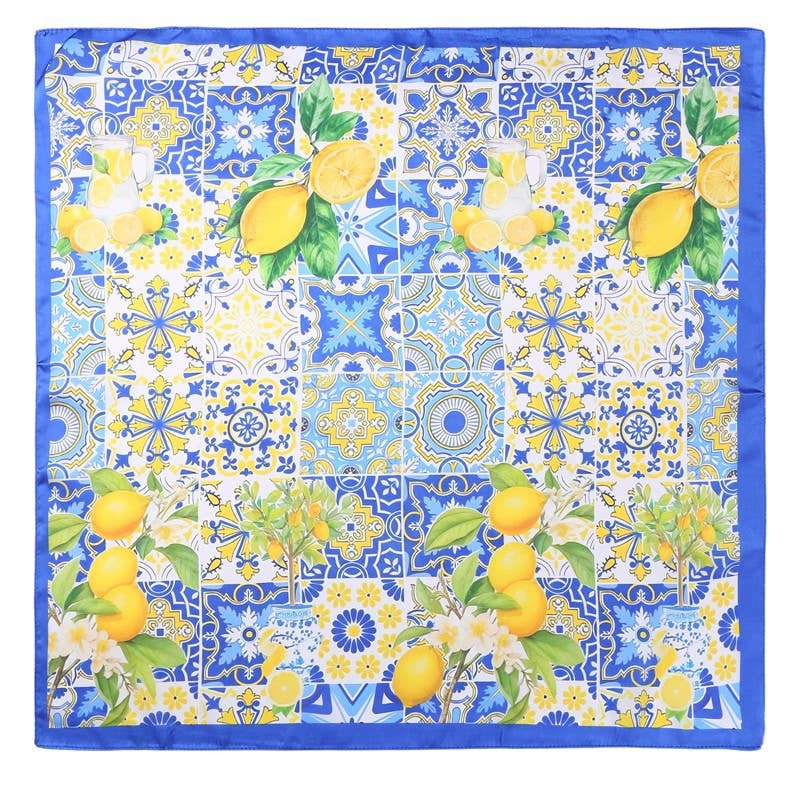 Lemon & Tile Daisy Silky Feel Bandana Scarf | 40SC721