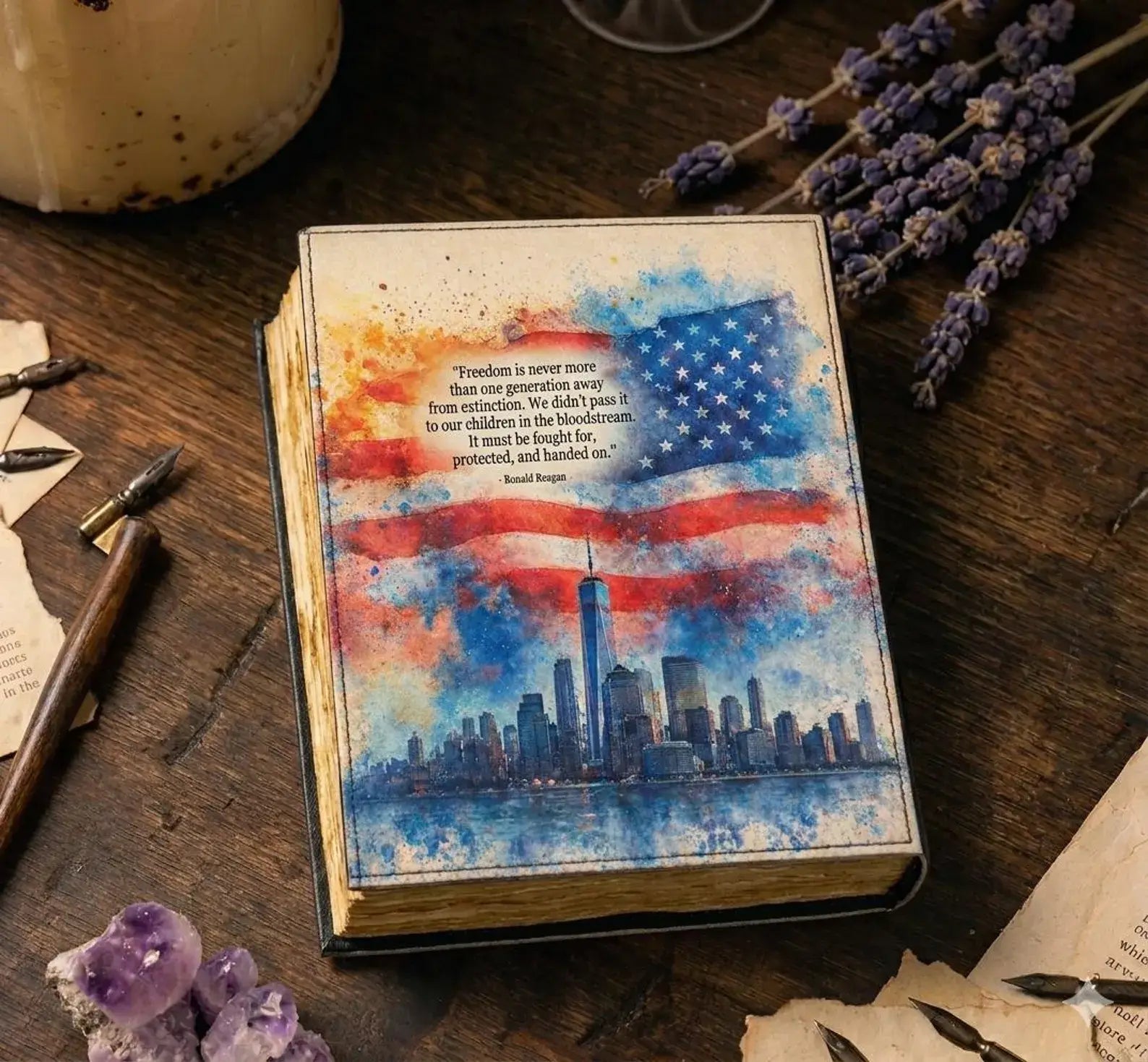 Handmade Patriotic Leather Journal Statue of Liberty Journal