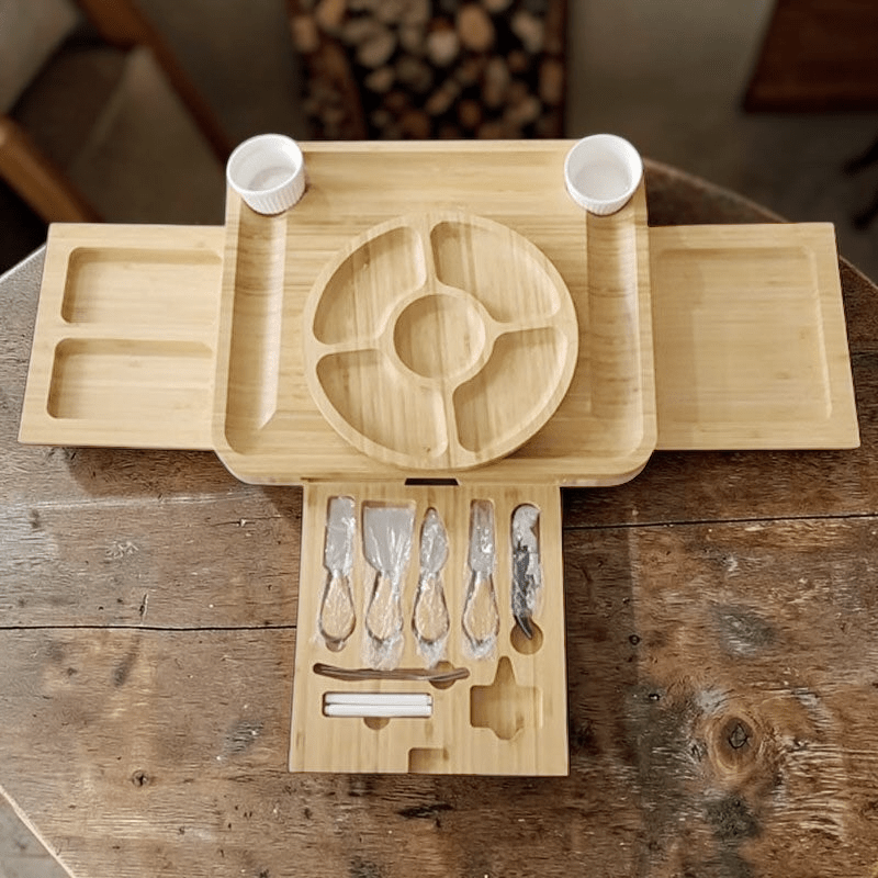 Bamboo Charcuterie Board with Hidden Drawer - The Coral Palm LLC
