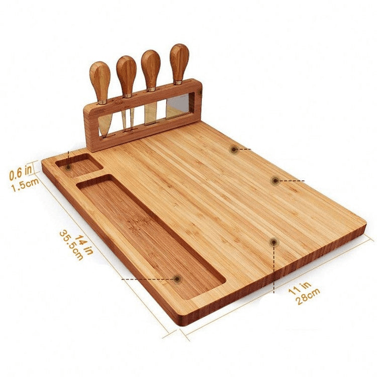 Bamboo Charcuterie Board Set with Cheese Knives - The Coral Palm LLC