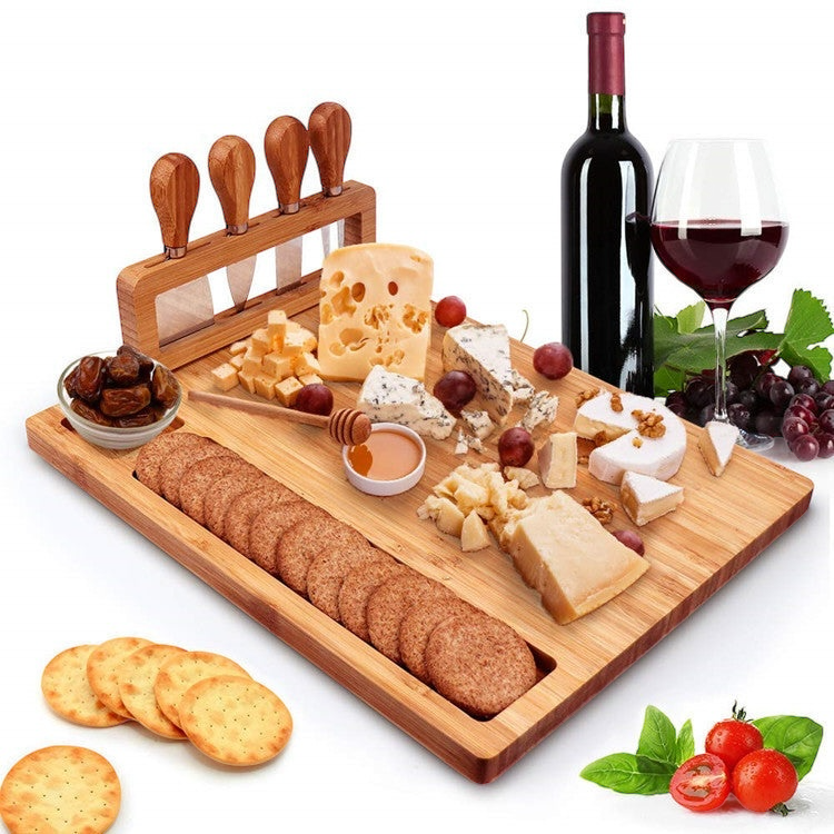 Bamboo Charcuterie Board Set with Cheese Knives - The Coral Palm LLC