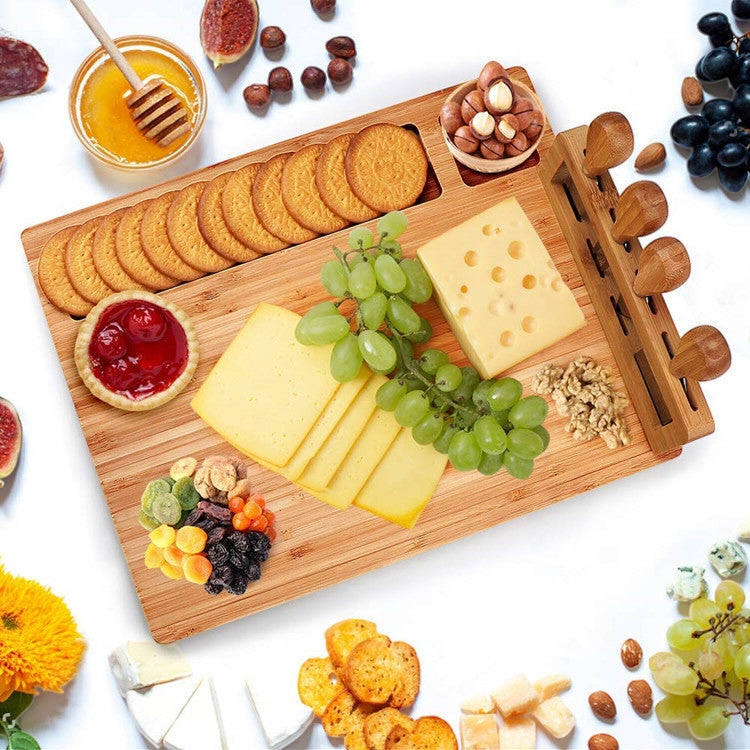 Bamboo Charcuterie Board Set with Cheese Knives - The Coral Palm LLC