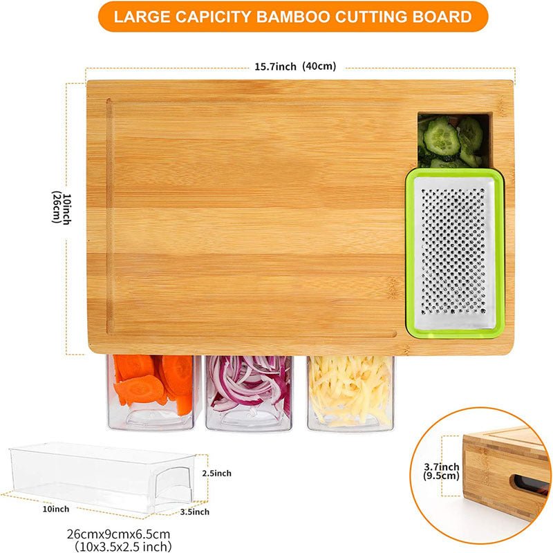 Bamboo Cutting Board with Storage Drawer - The Coral Palm LLC