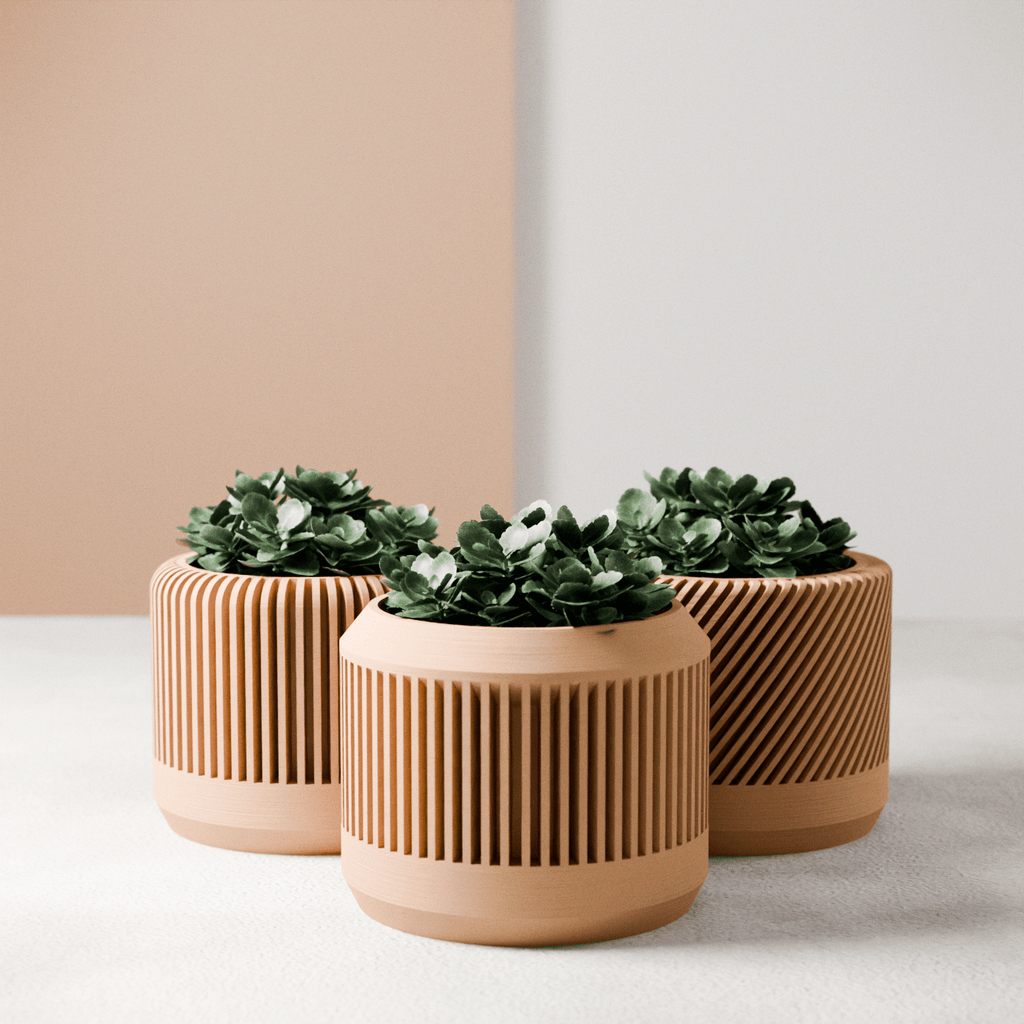 The Bamboo Modern Cylinder Planter Set - The Coral Palm LLC