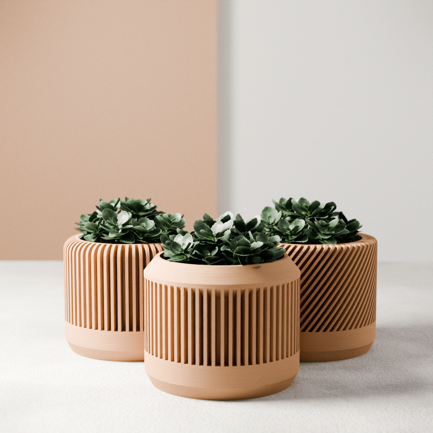 The Bamboo Modern Cylinder Planter Set - The Coral Palm LLC