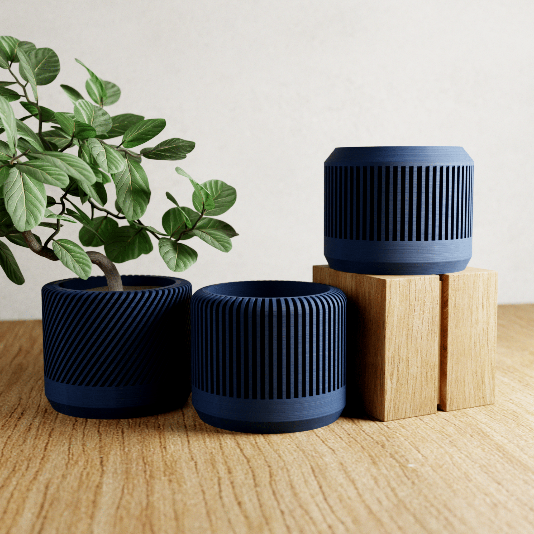 The Bamboo Modern Cylinder Planter Set - The Coral Palm LLC