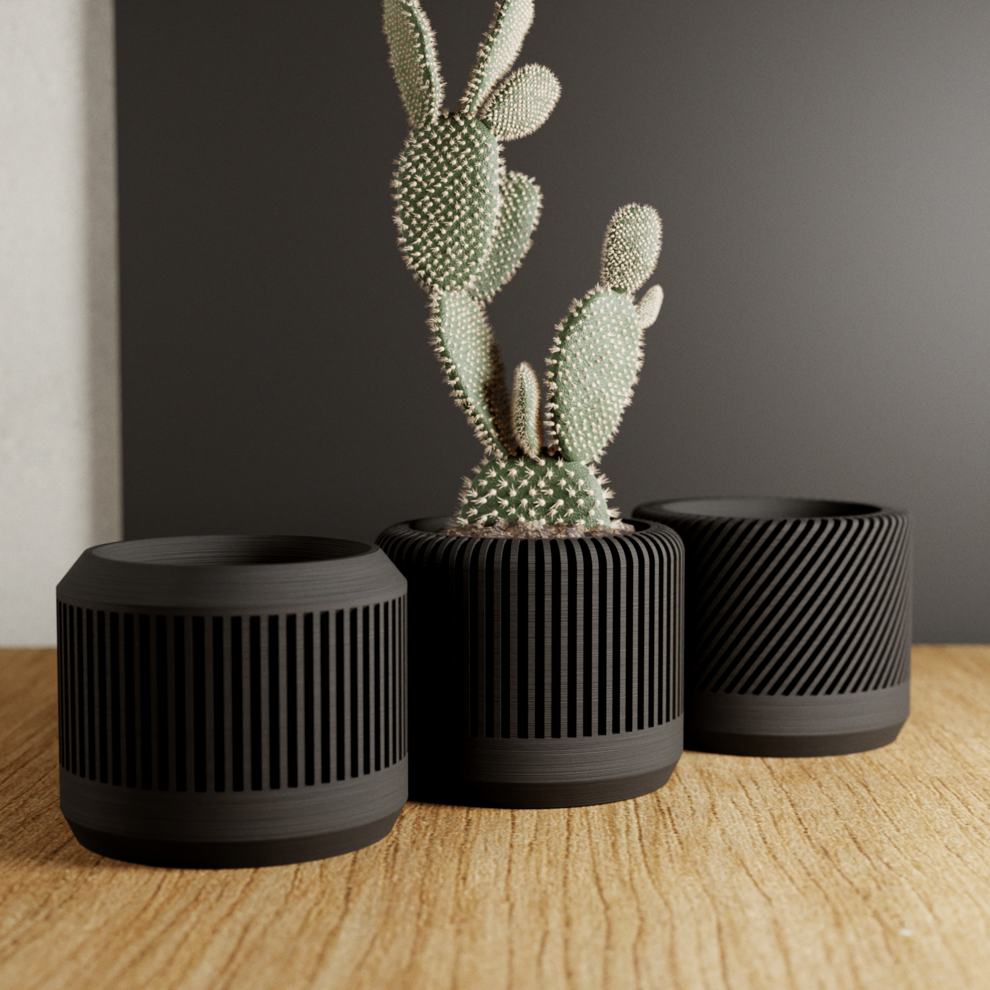 The Bamboo Modern Cylinder Planter Set - The Coral Palm LLC