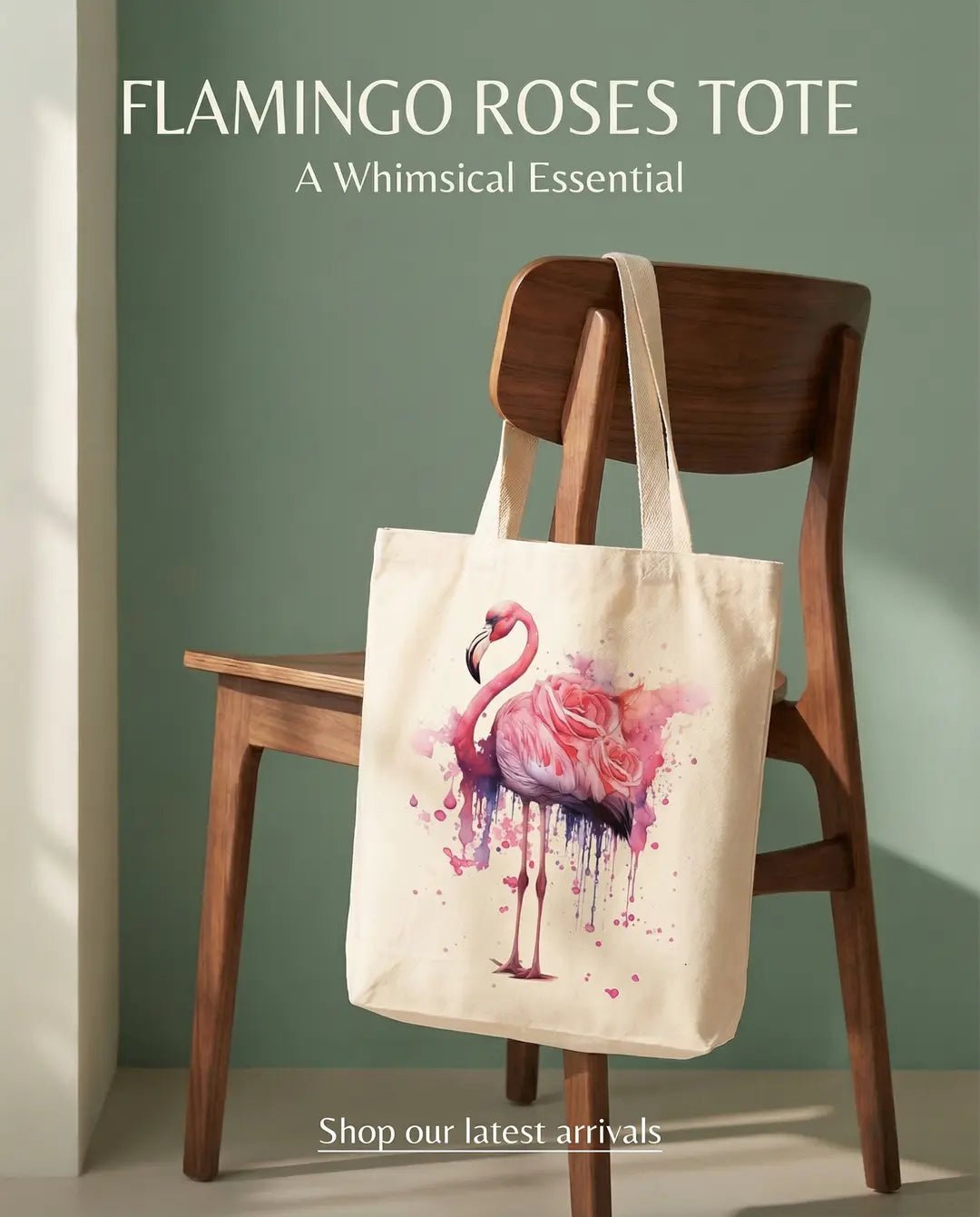 Beautiful Flamingo Roses 12 oz Canvas Tote Bag - The Coral Palm LLC