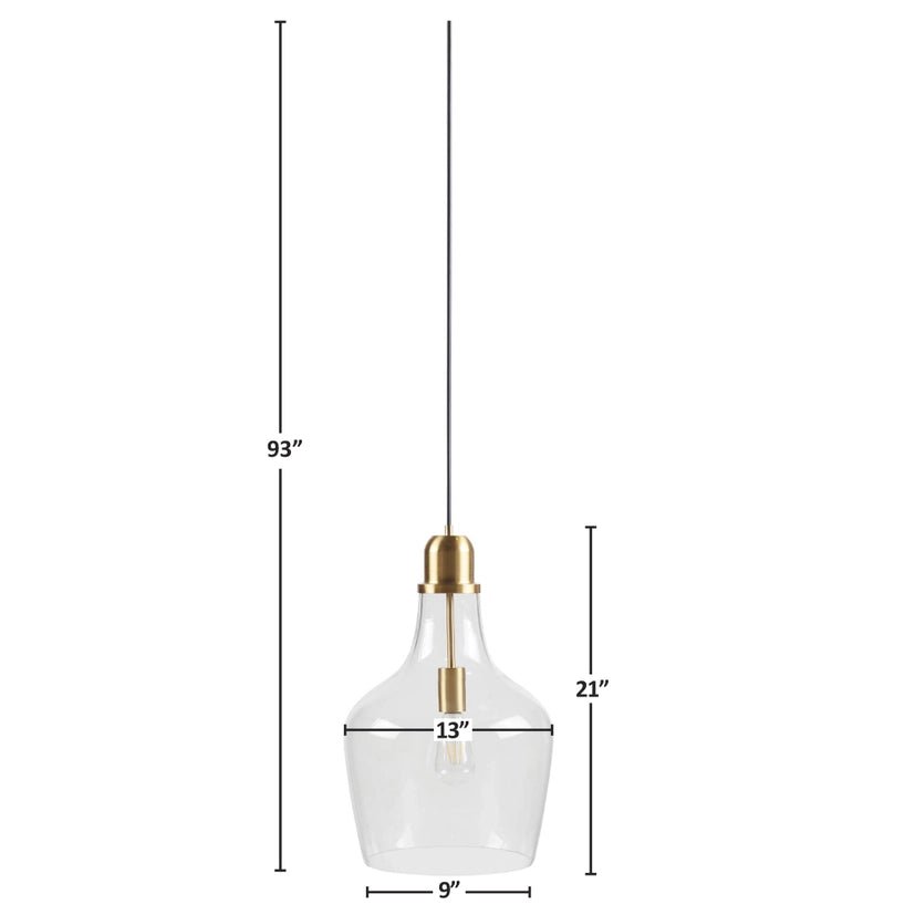 Bell Shaped Glass Pendant, Gold/Clear - The Coral Palm LLC