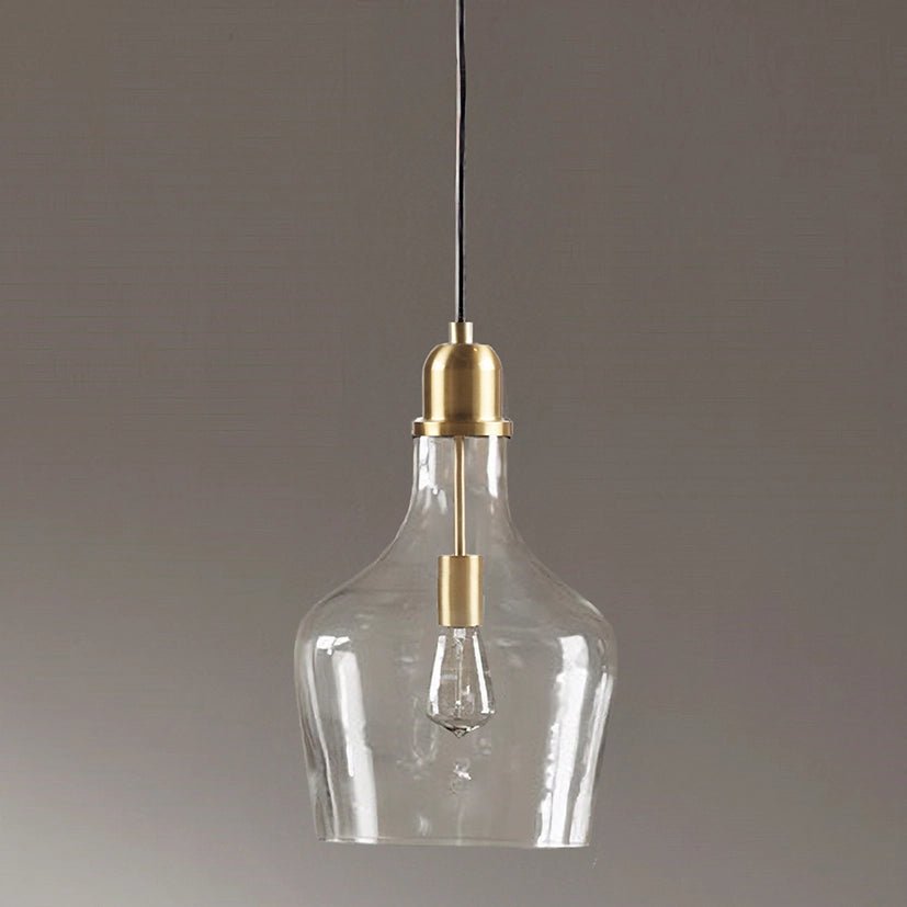 Bell Shaped Glass Pendant, Gold/Clear - The Coral Palm LLC