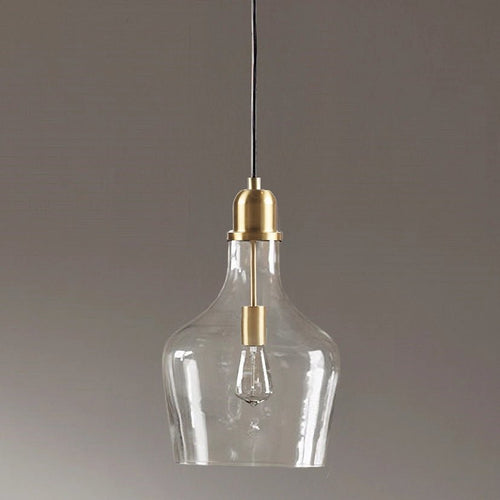 Bell Shaped Glass Pendant, Gold/Clear - The Coral Palm LLC