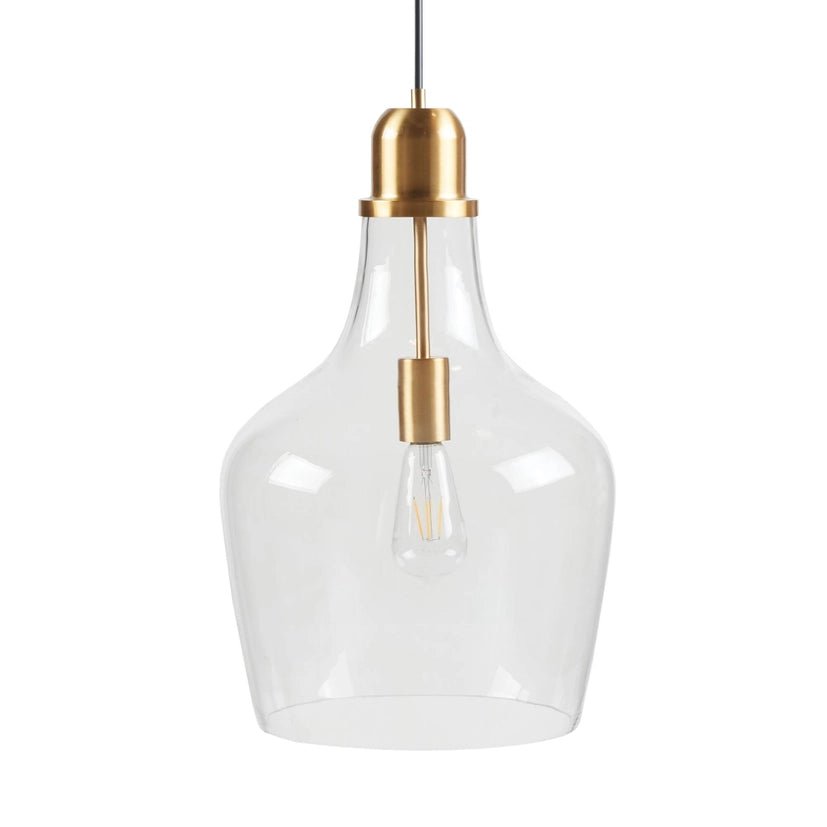 Bell Shaped Glass Pendant, Gold/Clear - The Coral Palm LLC