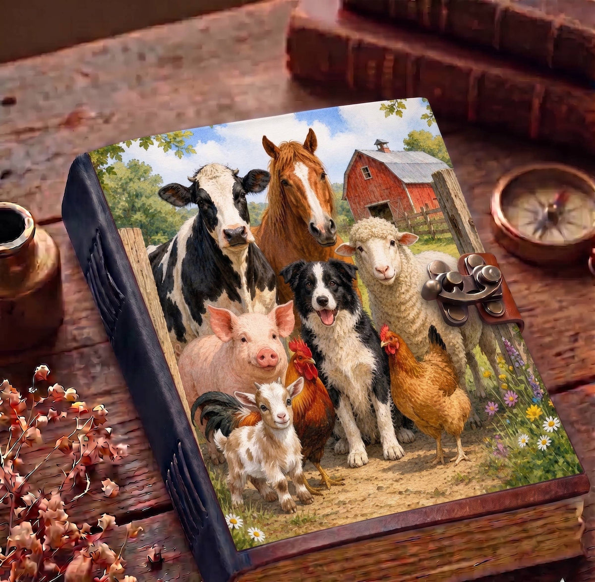 Rustic Farmhouse Leather Journal – Farm Animal Journal