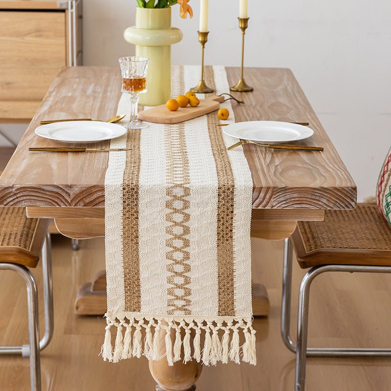 Woven Bohemian Tassel Table Runner - The Coral Palm LLC
