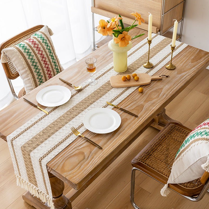 Woven Bohemian Tassel Table Runner - The Coral Palm LLC