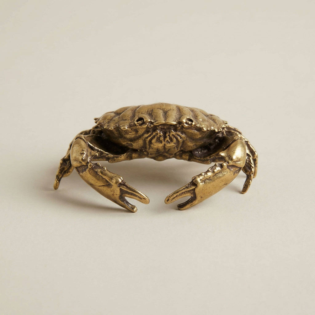 Brass Crab | Antique Brass Figurine | Miniature Display - The Coral Palm LLC