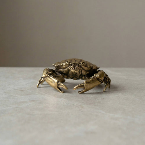 Brass Crab | Antique Brass Figurine | Miniature Display - The Coral Palm LLC