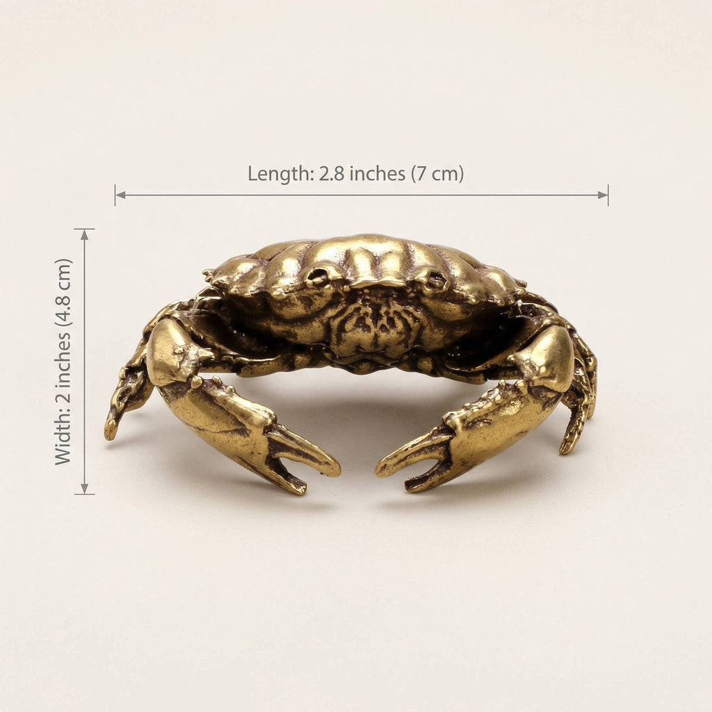 Brass Crab | Antique Brass Figurine | Miniature Display - The Coral Palm LLC