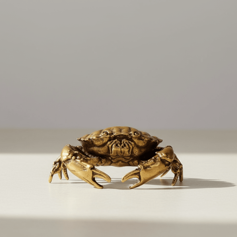 Brass Crab | Antique Brass Figurine | Miniature Display - The Coral Palm LLC