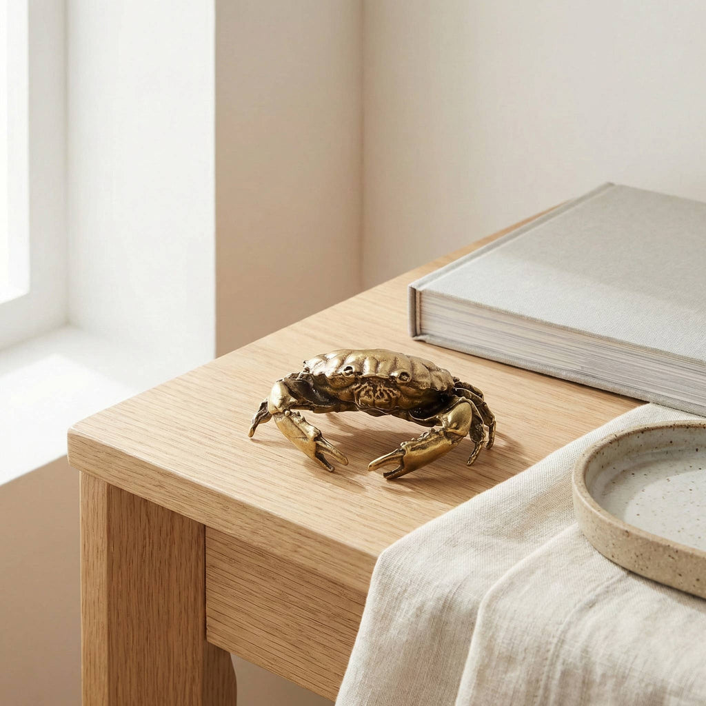Brass Crab | Antique Brass Figurine | Miniature Display - The Coral Palm LLC