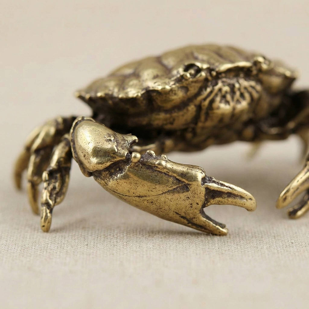 Brass Crab | Antique Brass Figurine | Miniature Display - The Coral Palm LLC