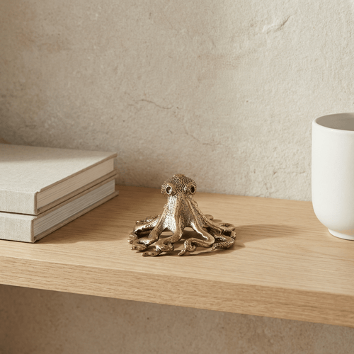 Brass Sea Octopus | Antique Brass Figure | Miniature Display - The Coral Palm LLC