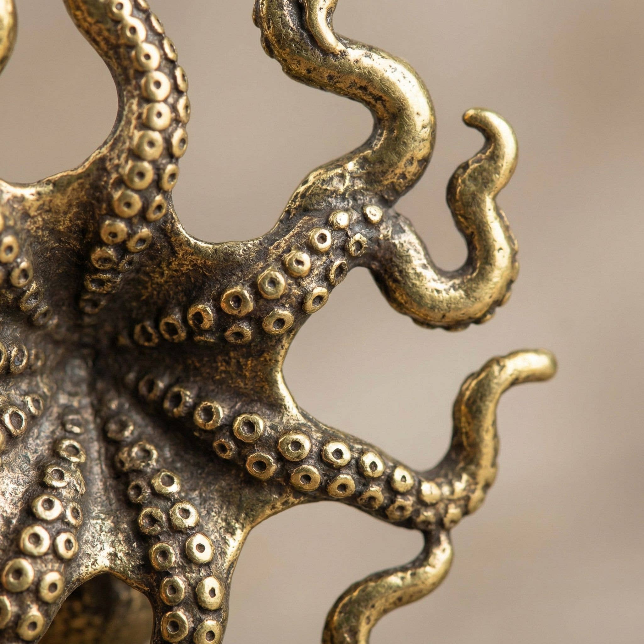 Brass Sea Octopus | Antique Brass Figure | Miniature Display - The Coral Palm LLC