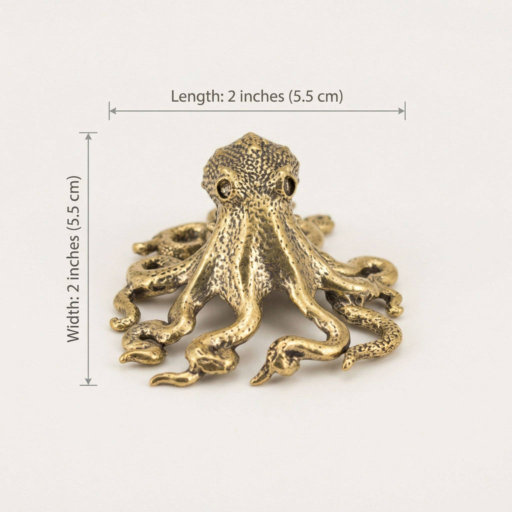 Brass Sea Octopus | Antique Brass Figure | Miniature Display - The Coral Palm LLC