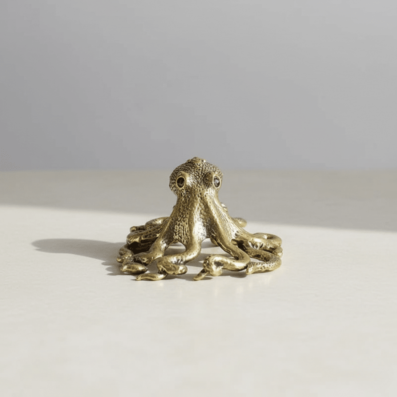 Brass Sea Octopus | Antique Brass Figure | Miniature Display - The Coral Palm LLC