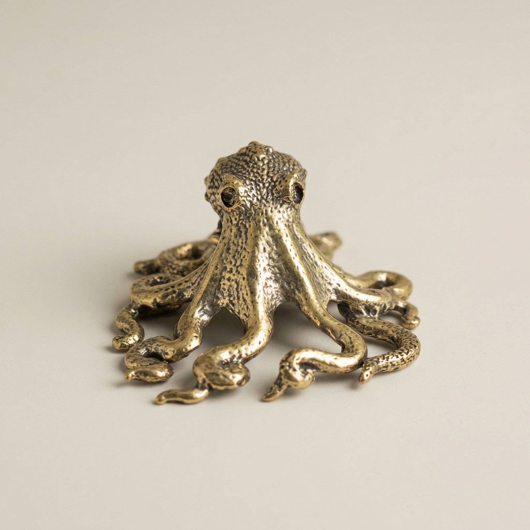 Brass Sea Octopus | Antique Brass Figure | Miniature Display - The Coral Palm LLC
