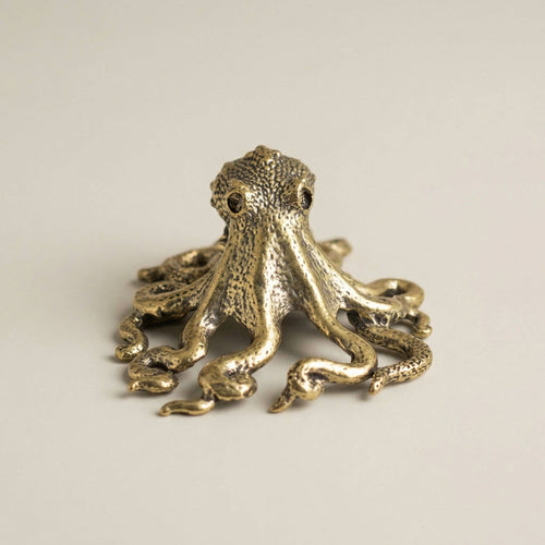 Brass Sea Octopus | Antique Brass Figure | Miniature Display - The Coral Palm LLC