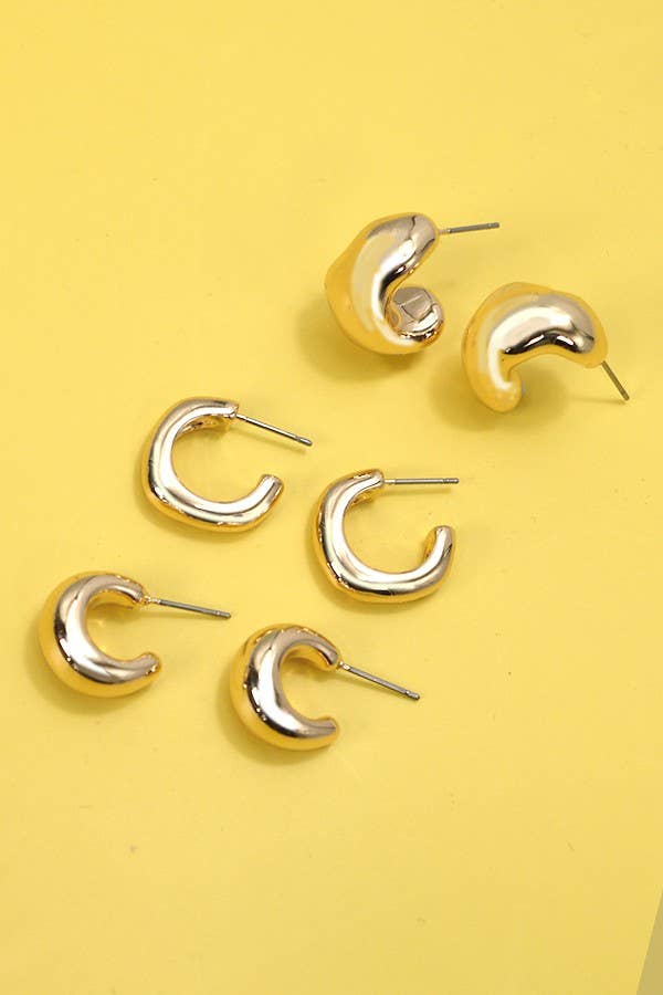BUBBLY MINI HUGGIE HOOP TRIO EARRINGS - The Coral Palm LLC