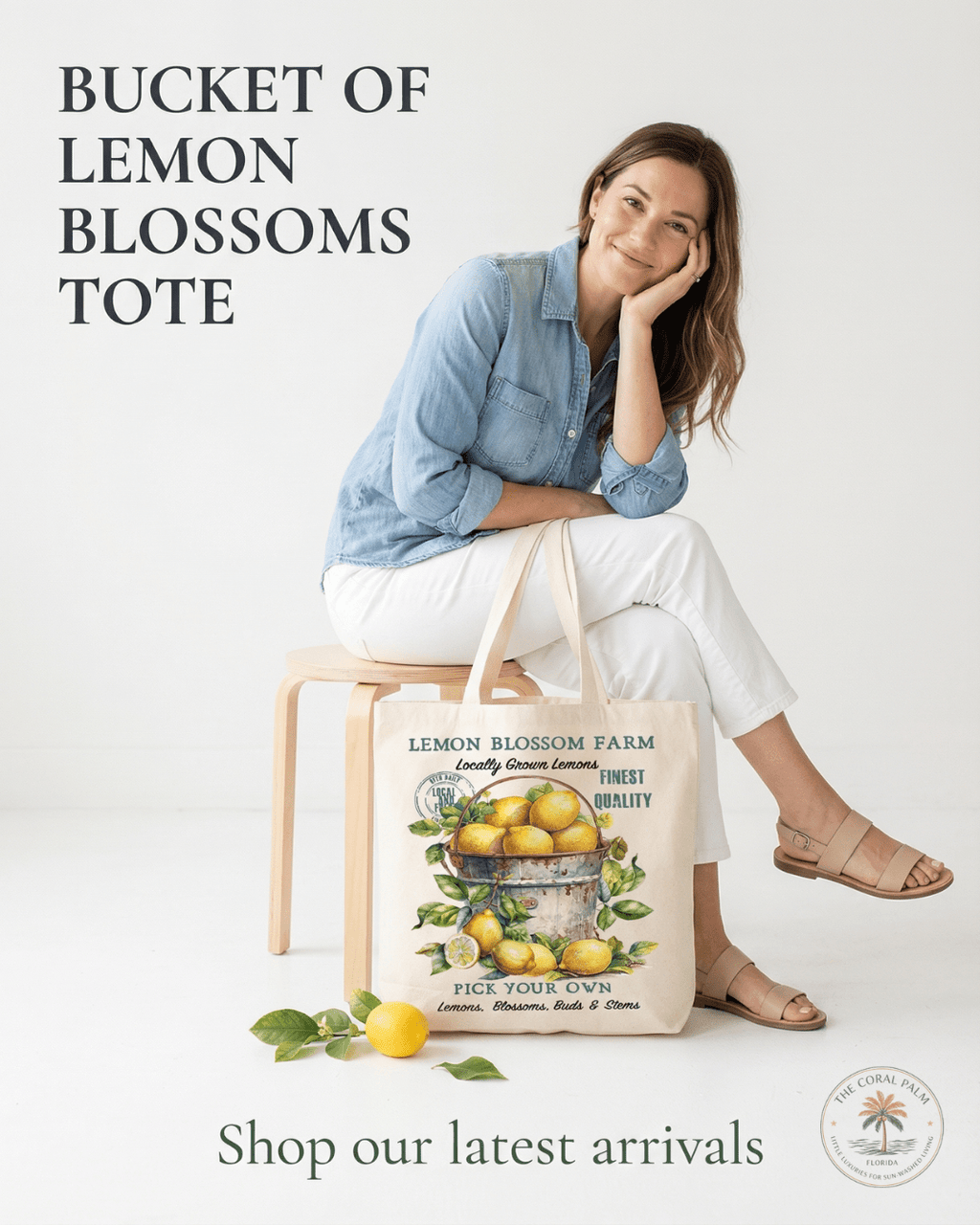 Bucket of Lemon Blossom Farm Canvas Tote Bag - The Coral Palm LLC