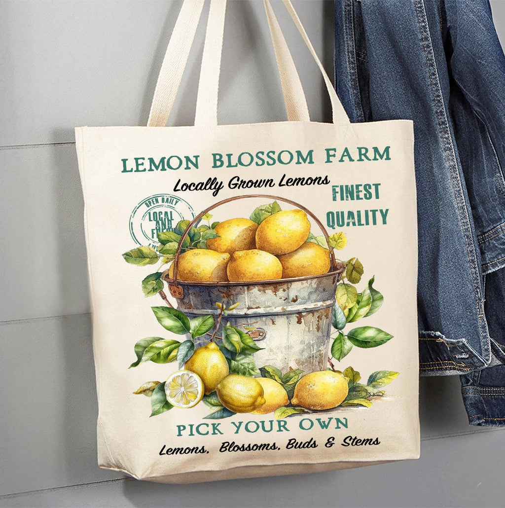 Bucket of Lemon Blossom Farm Canvas Tote Bag - The Coral Palm LLC