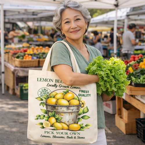 Bucket of Lemon Blossom Farm Canvas Tote Bag - The Coral Palm LLC