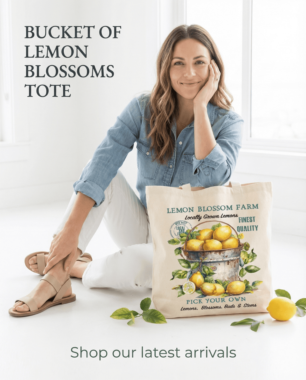 Bucket of Lemon Blossom Farm Canvas Tote Bag - The Coral Palm LLC