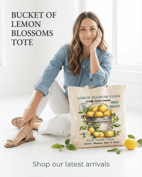 Bucket of Lemon Blossom Farm Canvas Tote Bag - The Coral Palm LLC