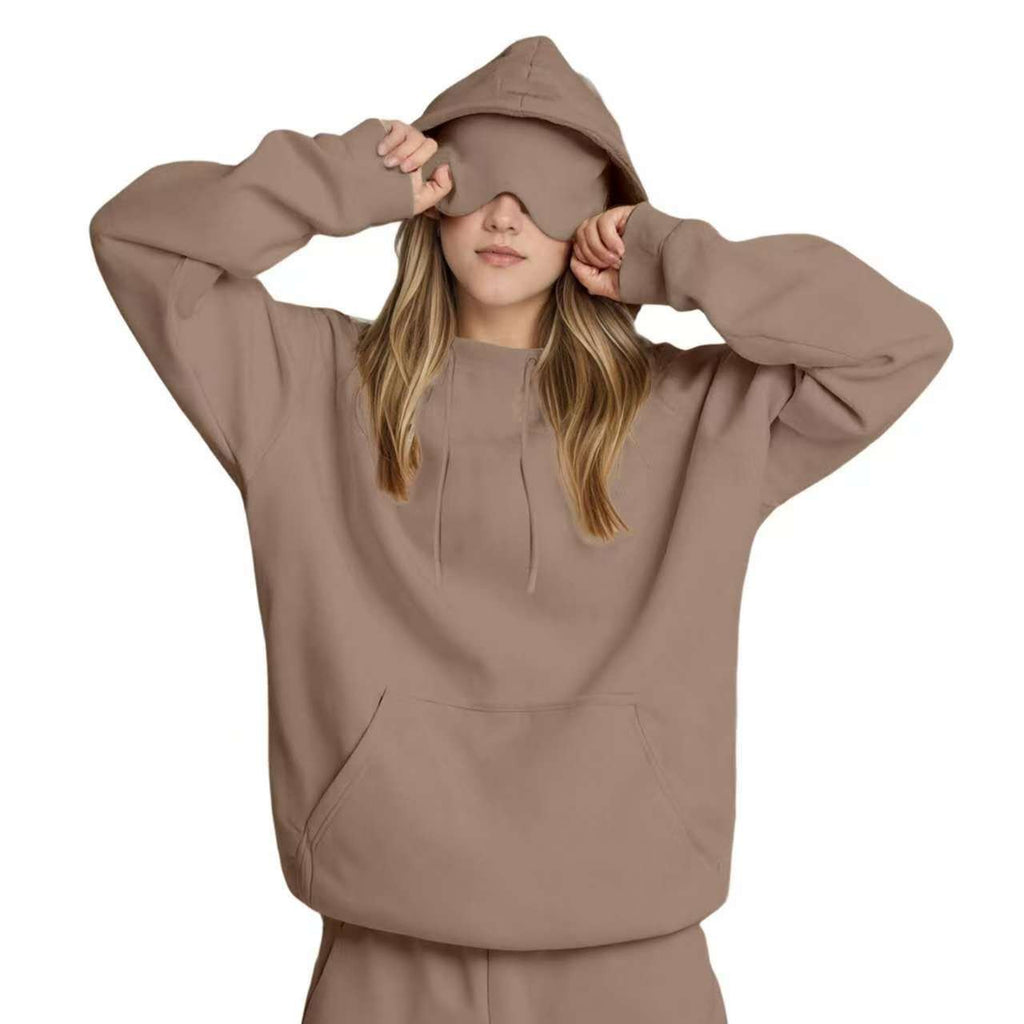 Travel Hoodie with Built-In Eye Mask - The Coral Palm