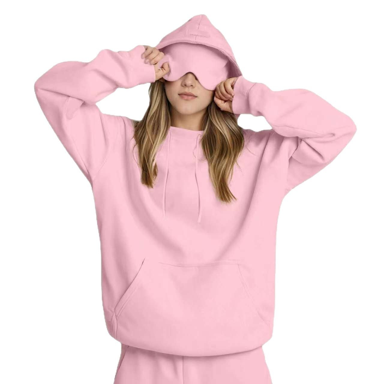 Travel Hoodie with Built-In Eye Mask - The Coral Palm