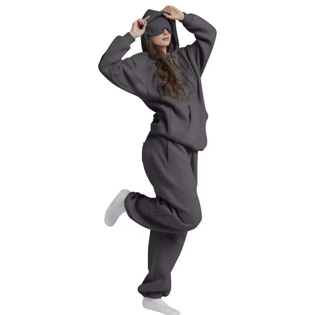 Travel Hoodie with Built-In Eye Mask - The Coral Palm