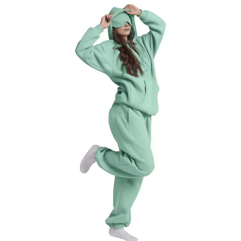 Travel Hoodie with Built-In Eye Mask - The Coral Palm