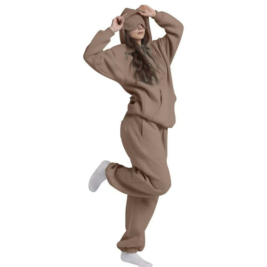 Travel Hoodie with Built-In Eye Mask - The Coral Palm