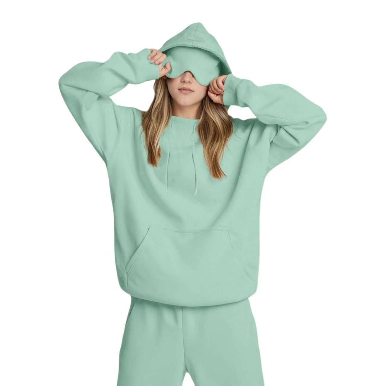 Travel Hoodie with Built-In Eye Mask - The Coral Palm