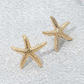Textured Metal Starfish Stud Earrings