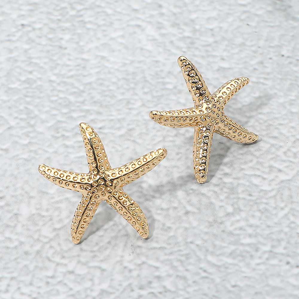Textured Metal Starfish Stud Earrings
