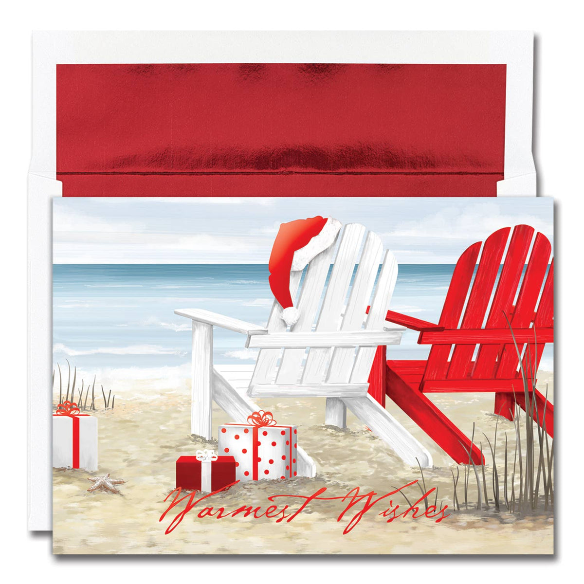 Beach Chairs Coastal Christmas Cards — Box of 16