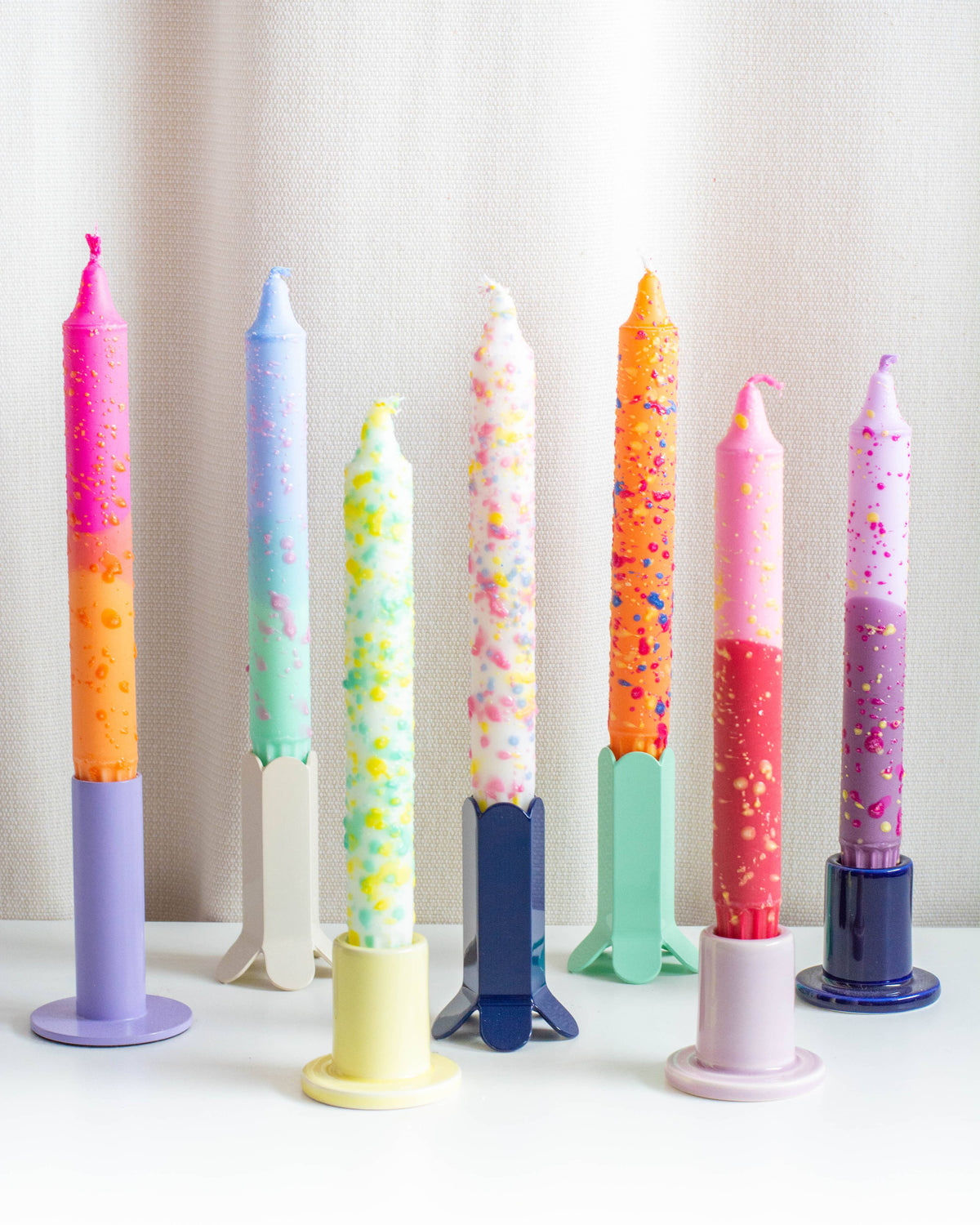 Copenhagen Confetti Collection Hand-Decorated Taper Candle